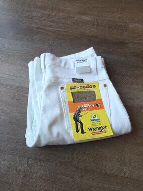 NWT Vintage 90s Deadstock White Denim Wrangler Cowboy Cut Boys Jeans size 12 Reg
